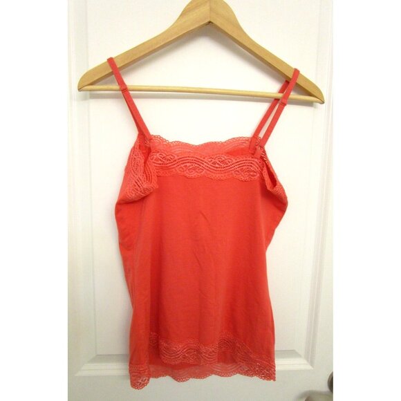ANN TAYLOR Coral/Pink Camisole - Lace Adjustable Strap - Women XS Cotton Blend - Picture 10 of 14